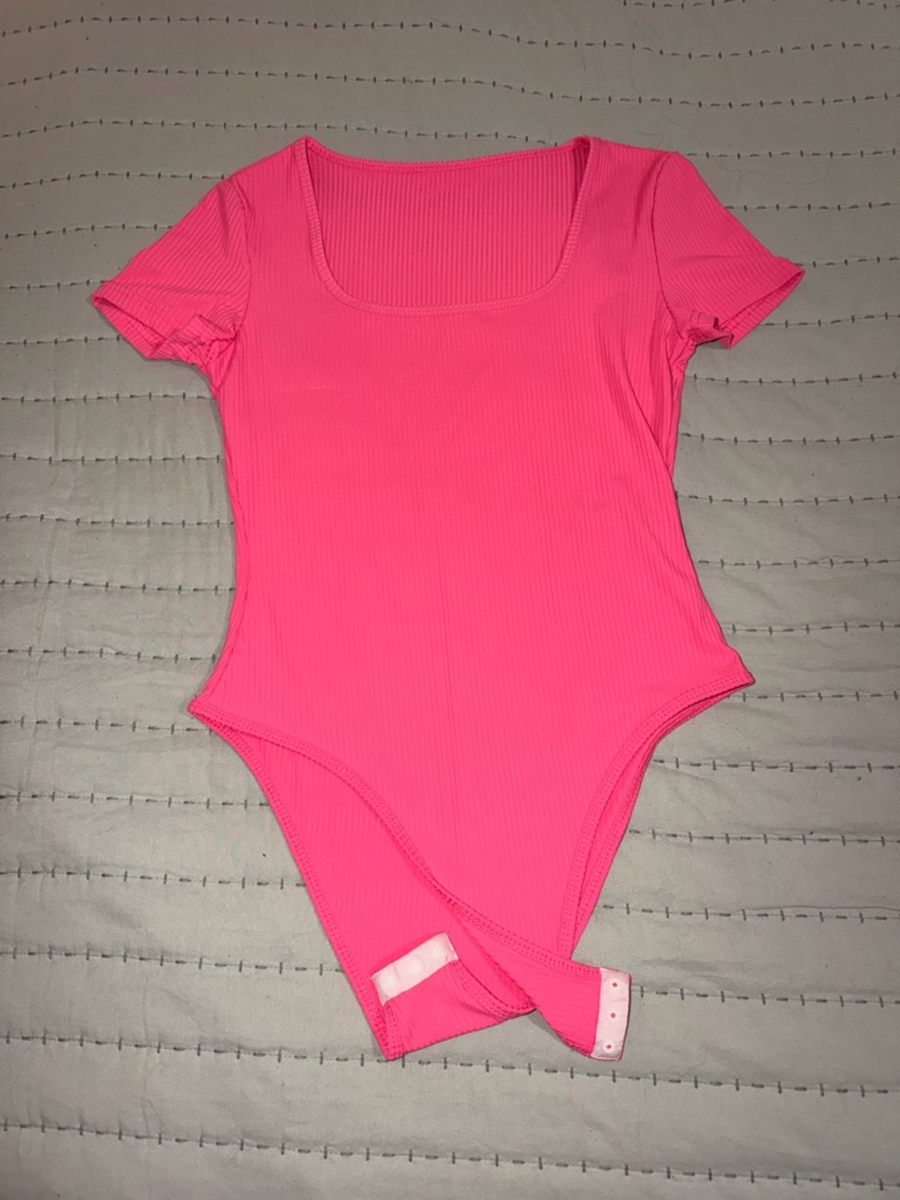 Neon Pink Ribbed Short Sleeve Bodysuit